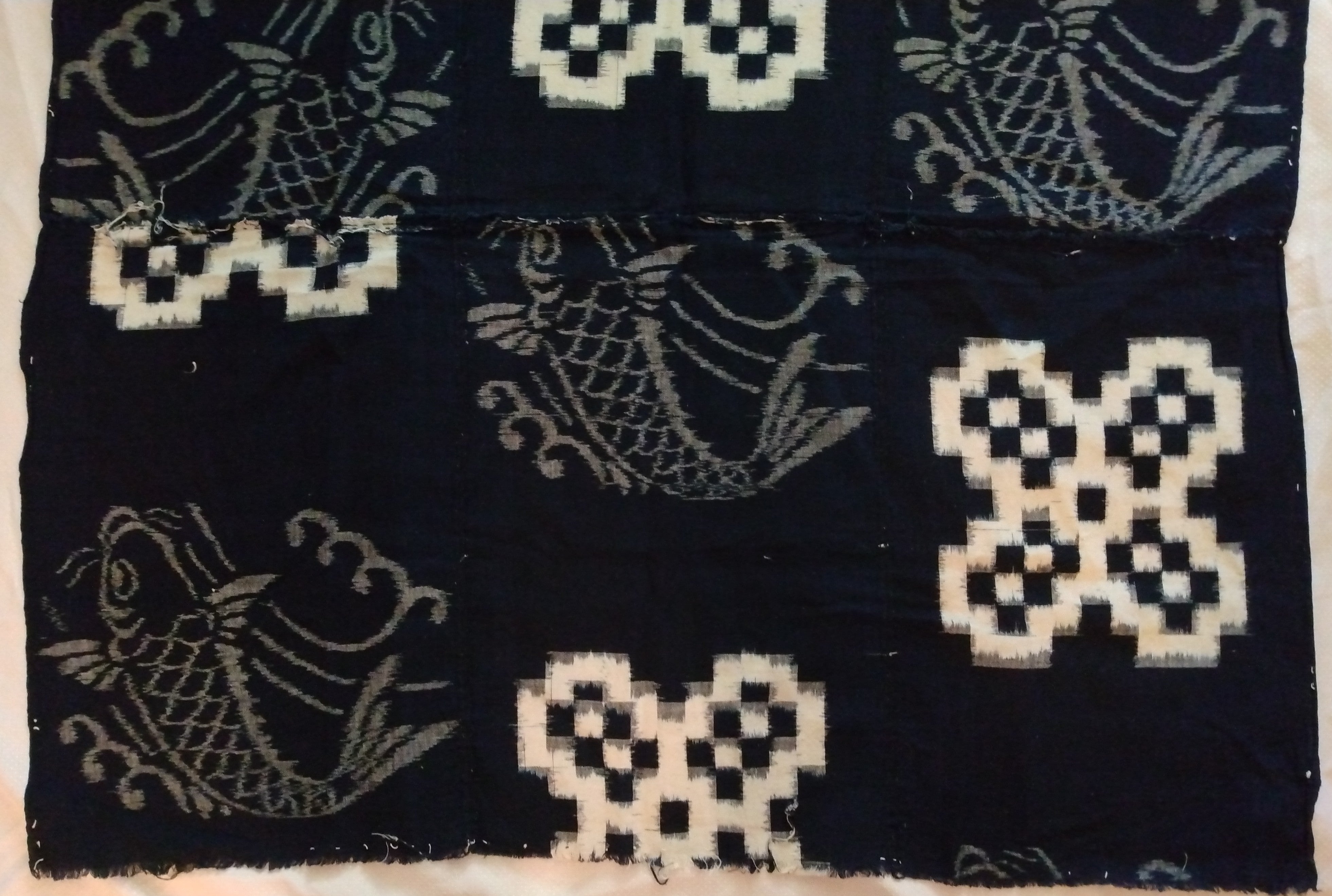 Kasuri, Ikat, Futon-ji, Bed Cover, Cloth. Antique Japanese