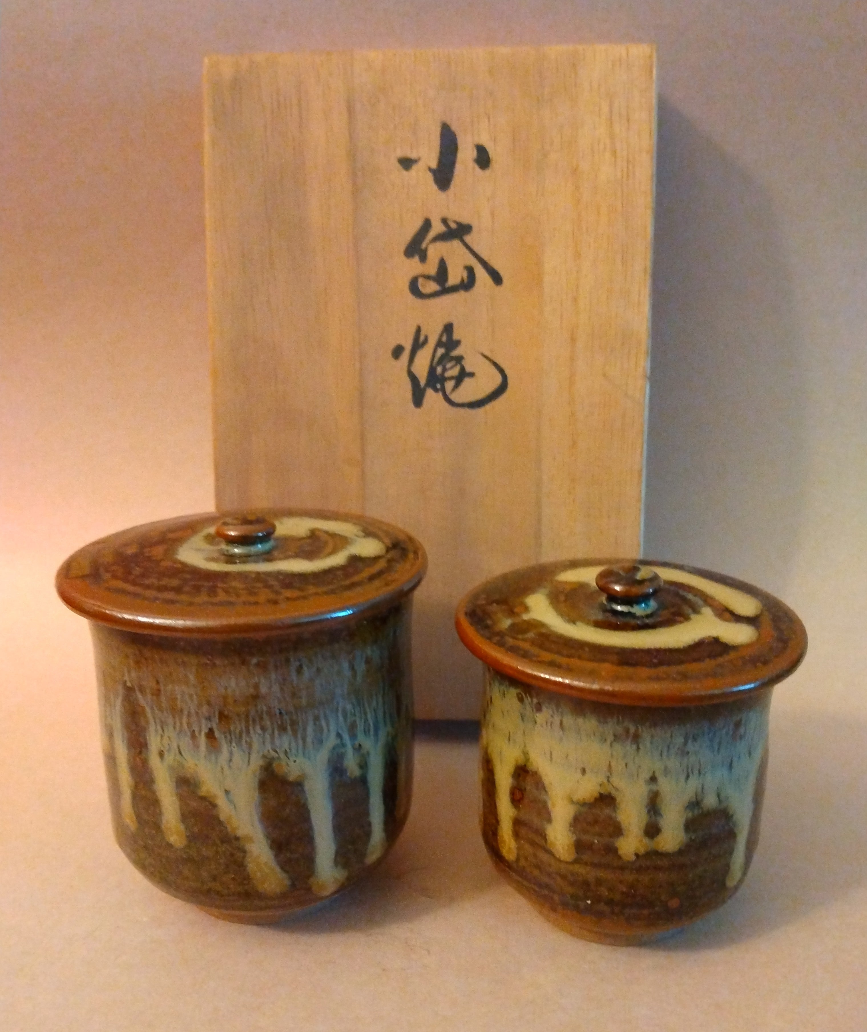 Shodai-yaki Meoto Yunomi (Tea Cup Pair) Boxed Set, Vintage; Thiel Collection