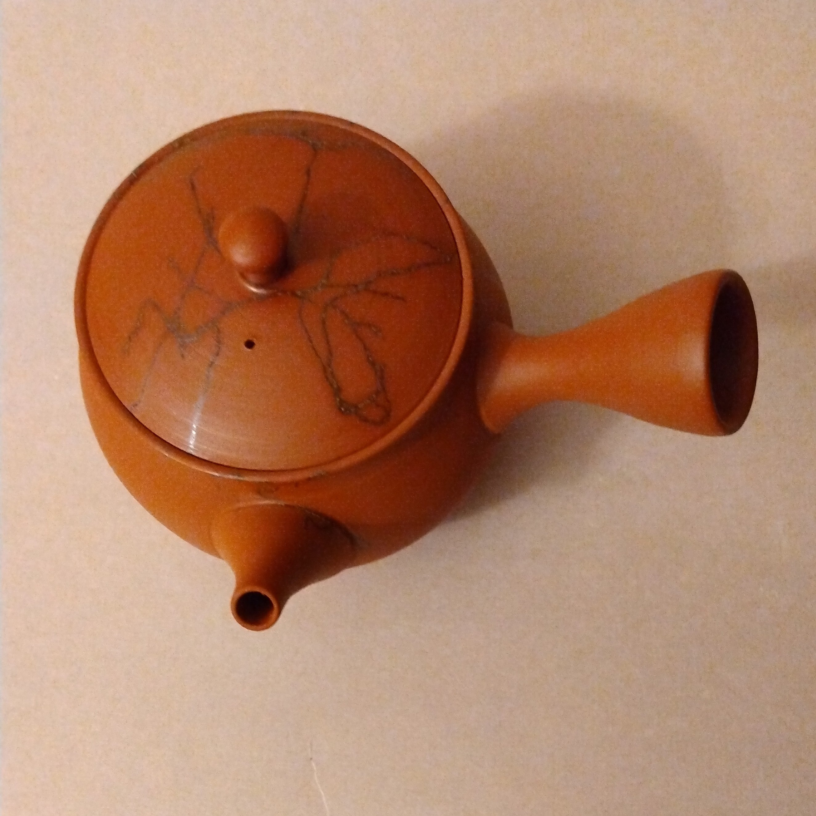Shudei (Red Clay) Tokoname Mogake Kyusu (Side-handle Tea Pot) by Gyokkou Kiln, 270cc / 9.1oz.
