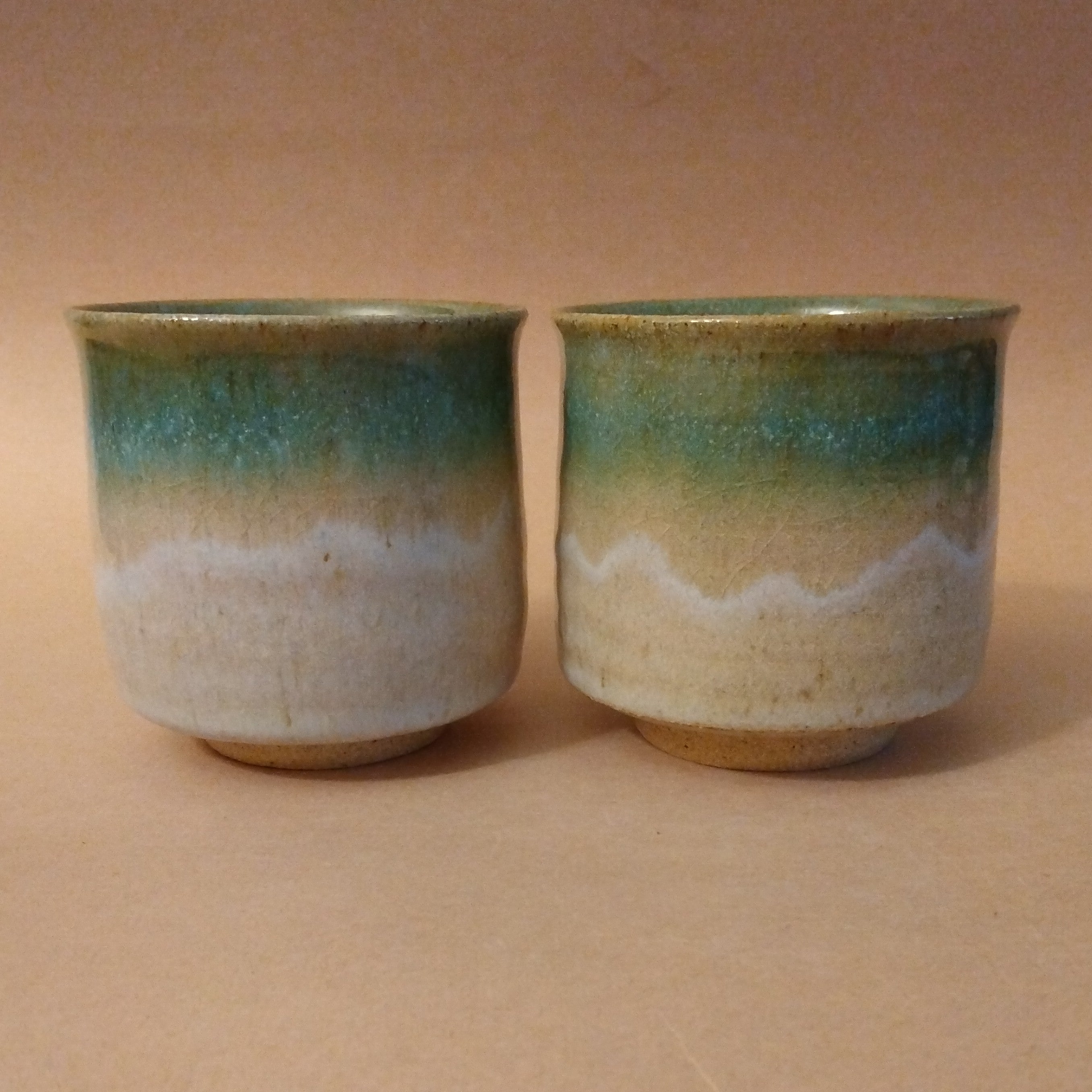 Tsutsumi-yaki Yunomi, Tea Cups; Kenba Kiln, Sendai, Miyagi Prefecture