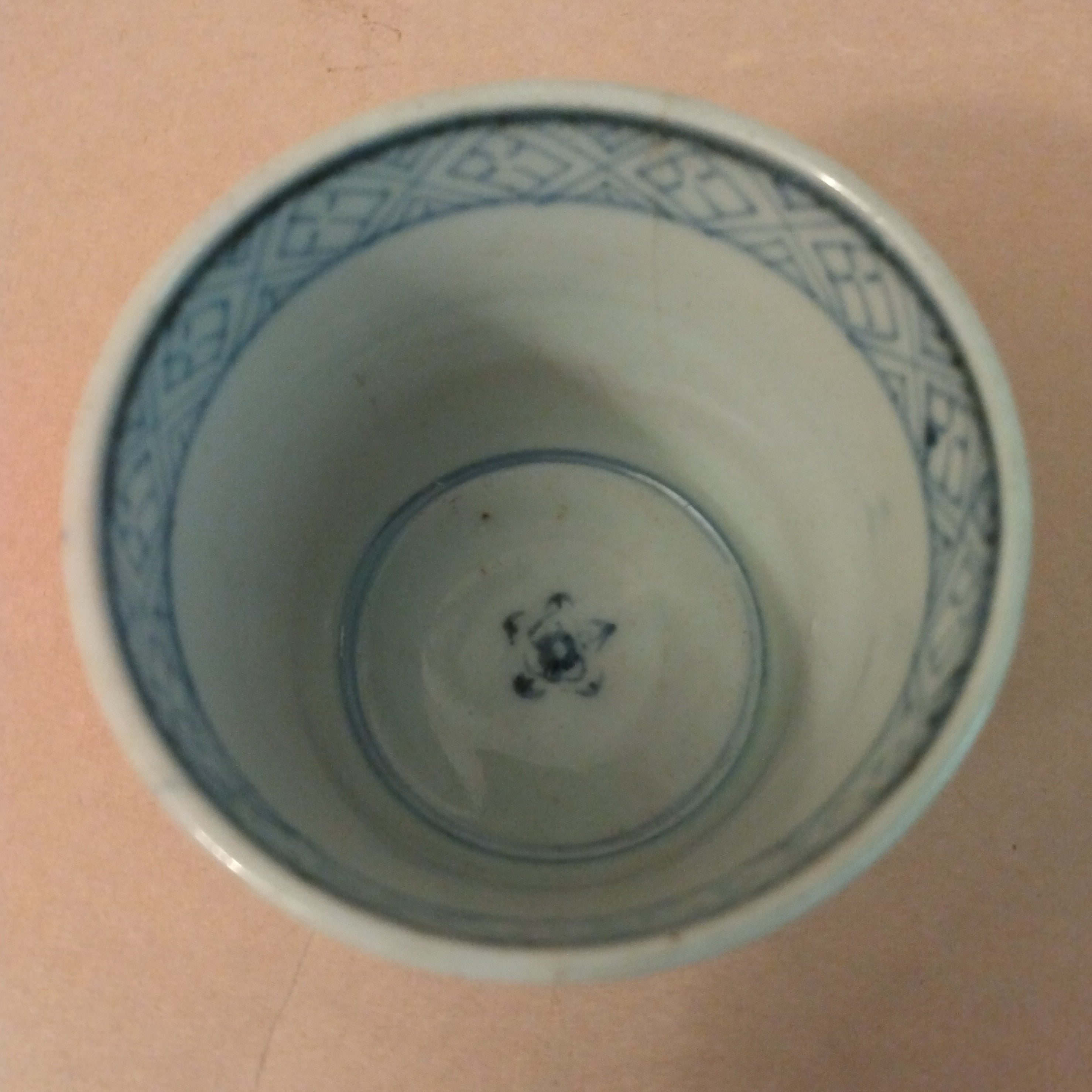 Imari Ware Porcelain Soba Choko with Underglaze Cobalt Blue Pattern of "Sho-Chiku-Bai" (Pine-Bamboo-Plum, the Three Friends of Winter)