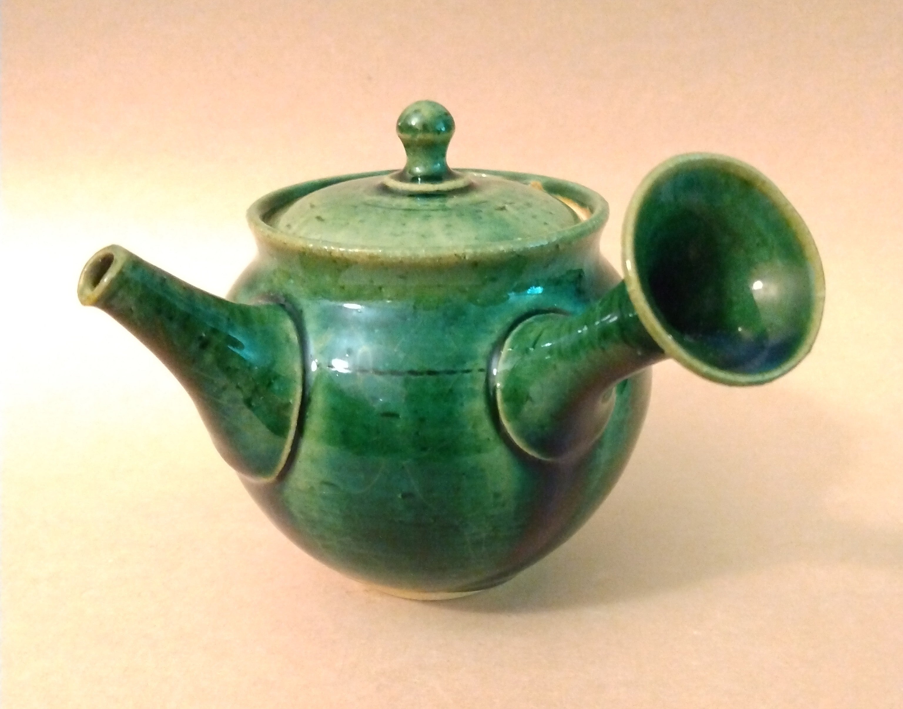 Tokoname Kyusu with Emerald Green (Copper) Glaze, 260cc (8.8z) by Jyunzou Kiln