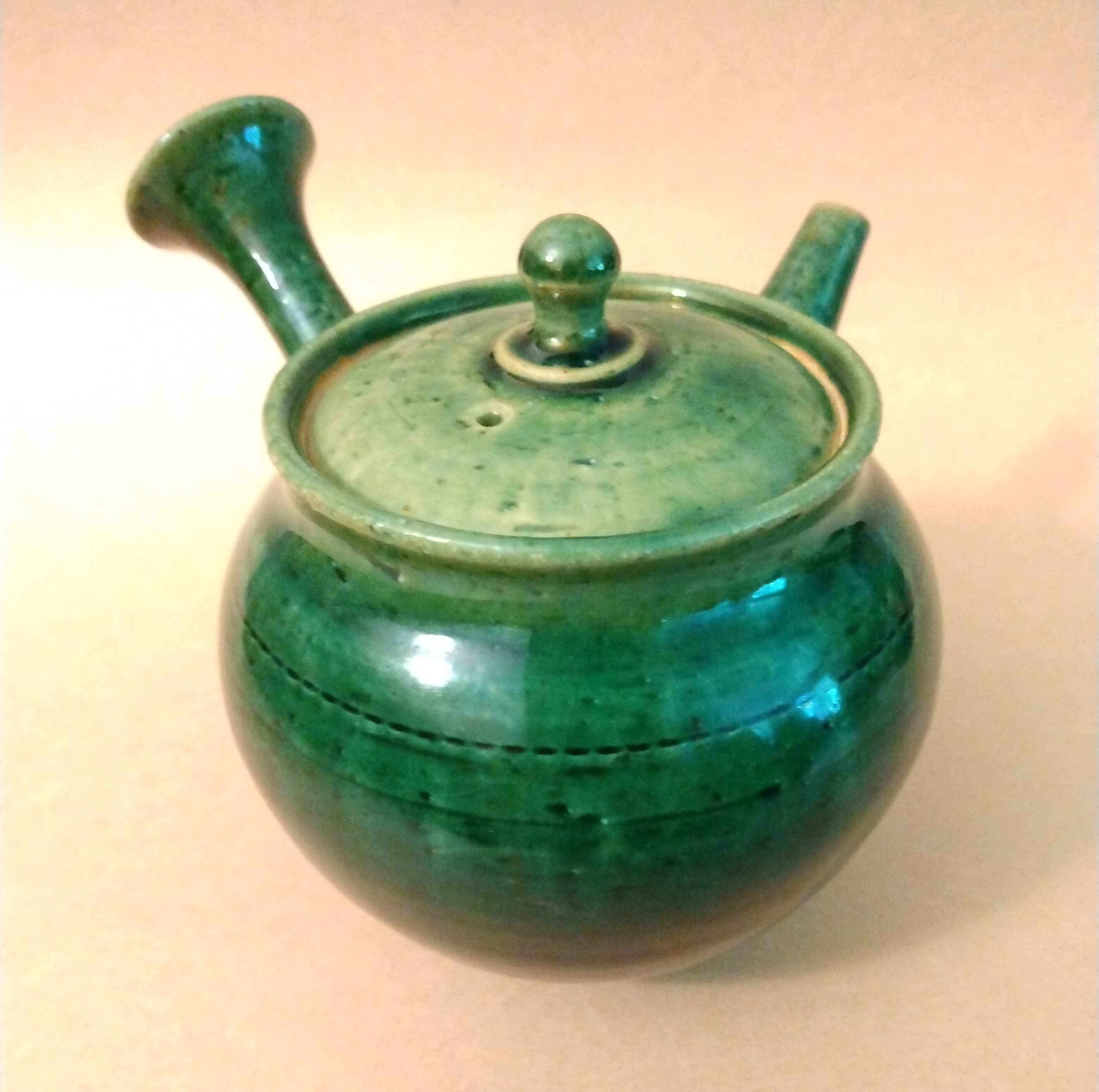 Tokoname Kyusu with Emerald Green (Copper) Glaze, 260cc (8.8z) by Jyunzou Kiln